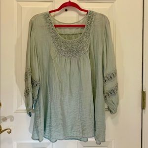 Muted Light or Mint Green Top with Lots of Detail